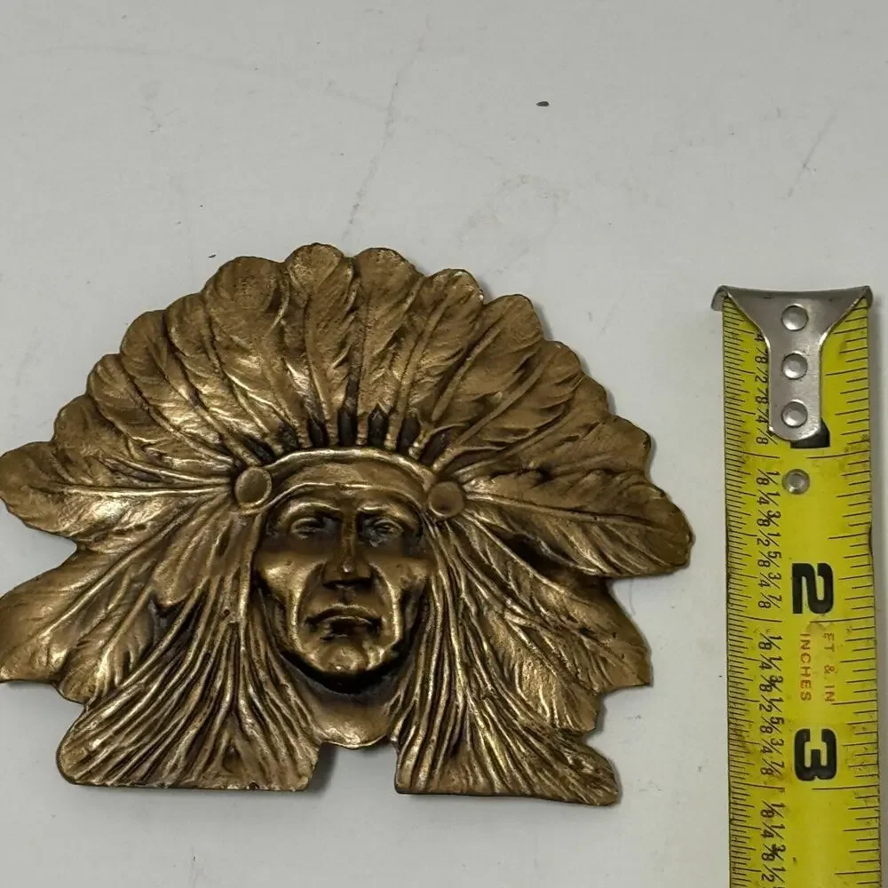 BLACKINTON Indian Head Chief Vtg Antique Art Deco Belt Buckle Gold Tone Bronze